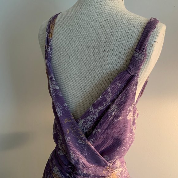 Silk v-neck, abstract floral print dress - Picture 4 of 6